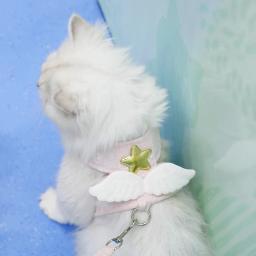 Gato Arnês Colar e Coleira Trela, Pet Itens Acessórios, Kawaii Anjo Wing Vest, Suprimentos personalizados Sphynx - Image 4