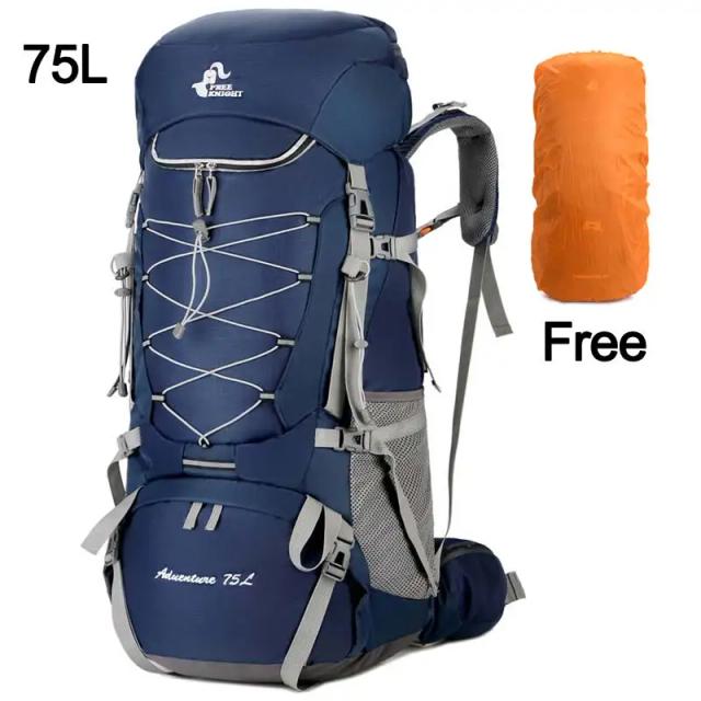 Mochila de 75L para Caminhadas e Aventuras ao Ar Livre com Capa de Chuva para Homens