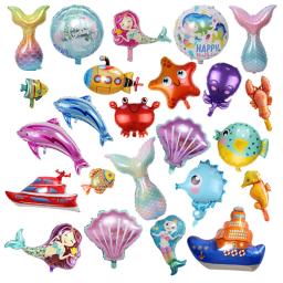 A pequena sereia mar vida tema folha balão barco \ starfish \ tubarão verão mar crianças festa de aniversário decoração do chuveiro do bebê - Image 1