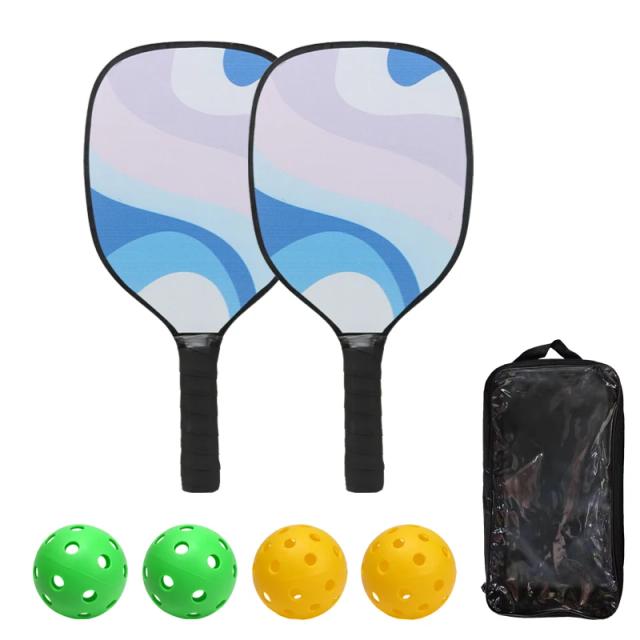 Conjunto de Raquete de Tênis com 4 Bolas em Madeira Maciça para Esportes ao Ar Livre e Treinamento