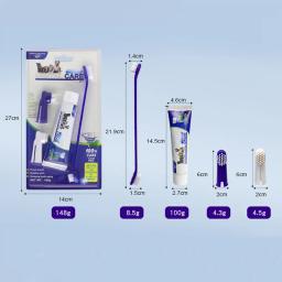 Kit de Controle Tártaro para Animais de Estimação, Creme Dental, Escova Dental, Kit Cuidados Odontológicos para Gato, Limpeza Dentes, Grooming Suprimentos, 4PCs - Image 2