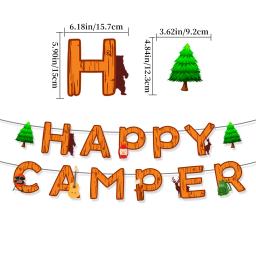 Decorações de festas temáticas, Happy Camping Banner, 3D Bonfire Camping Theme, Balão de látex, Menino, Menina, Aventureiro, Caminhadas - Image 4