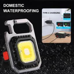 Lanterna LED Mini Super Bright USB Recarregável, Suporte dobrável, COB impermeável, Acampamento ao ar livre, Lanterna de pesca, Lanterna de pesca - Image 2