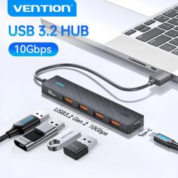 Vention usb 3.2 gen2 hub 5 portas divisor 10gbps usb a tipo c hub adaptador multiport para macbook ipad portátil expansão pc desktop - Image 1