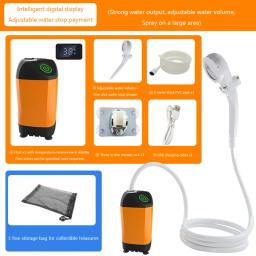 Bomba de chuveiro elétrica portátil Chuveiro de acampamento ao ar livre com display digital Bomba impermeável IPX7 para caminhadas e viagens, 4800mAh - Image 5