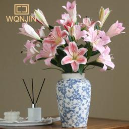 PVC Lily Bouquet para decoração Home, impressão 3D, simulação flor, arranjo de flores do casamento, venda quente, 3 cabeças - Image 1