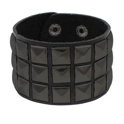 Bracelete de couro preto para homens e mulheres, pulseira Punk Rock, rebites Stud Charm, pulseira envoltório anos 80, joia gótica, moda - Image 2