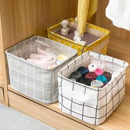 Linho e algodão dobrável caixa de armazenamento para casa e escritório, organizador cosmético para o livro, cesta roupa interior - Image 2