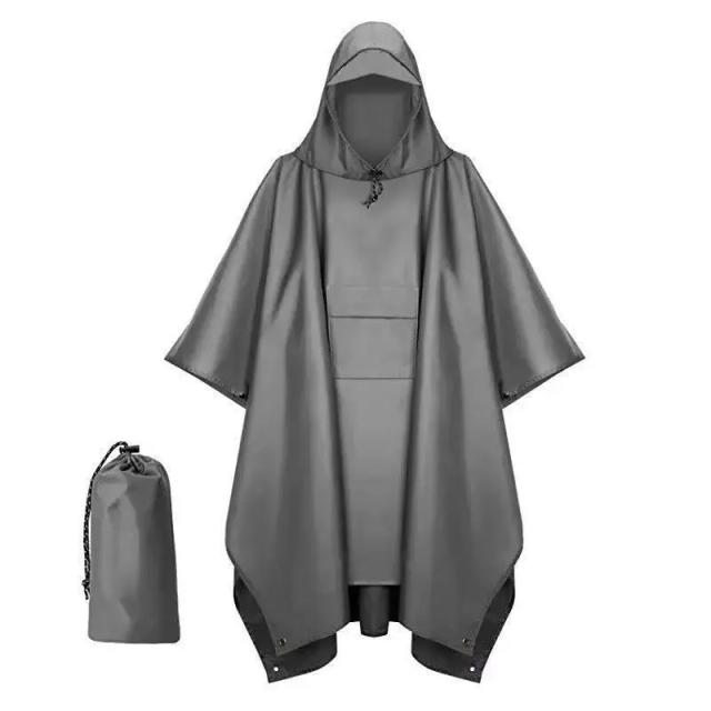 Poncho de chuva tático 3 em 1, capa individual para acampamento, capa de chuva à prova d'água para caminhadas, poncho masculino