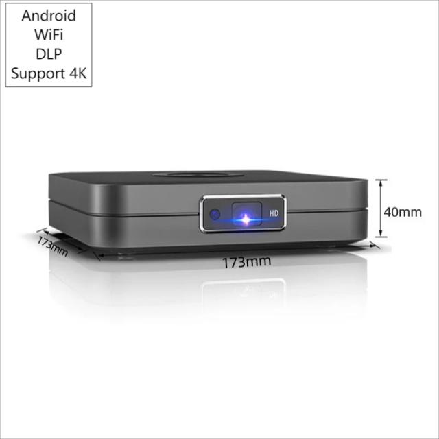 Mini Projetor Portátil K1 DLP Android 9.0 com Lâmpada LED, Dual-Band WiFi, Bluetooth 5.0, 350 ANSI, Suporte a 4K e 3D