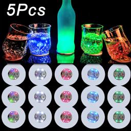 LED Luminous Coasters com luzes, garrafa adesivos, 3 modos, apto para Cocktail Drink, casa, festa de casamento, Xmas Table Decorações, 5 pcs, 1pc - Image 1