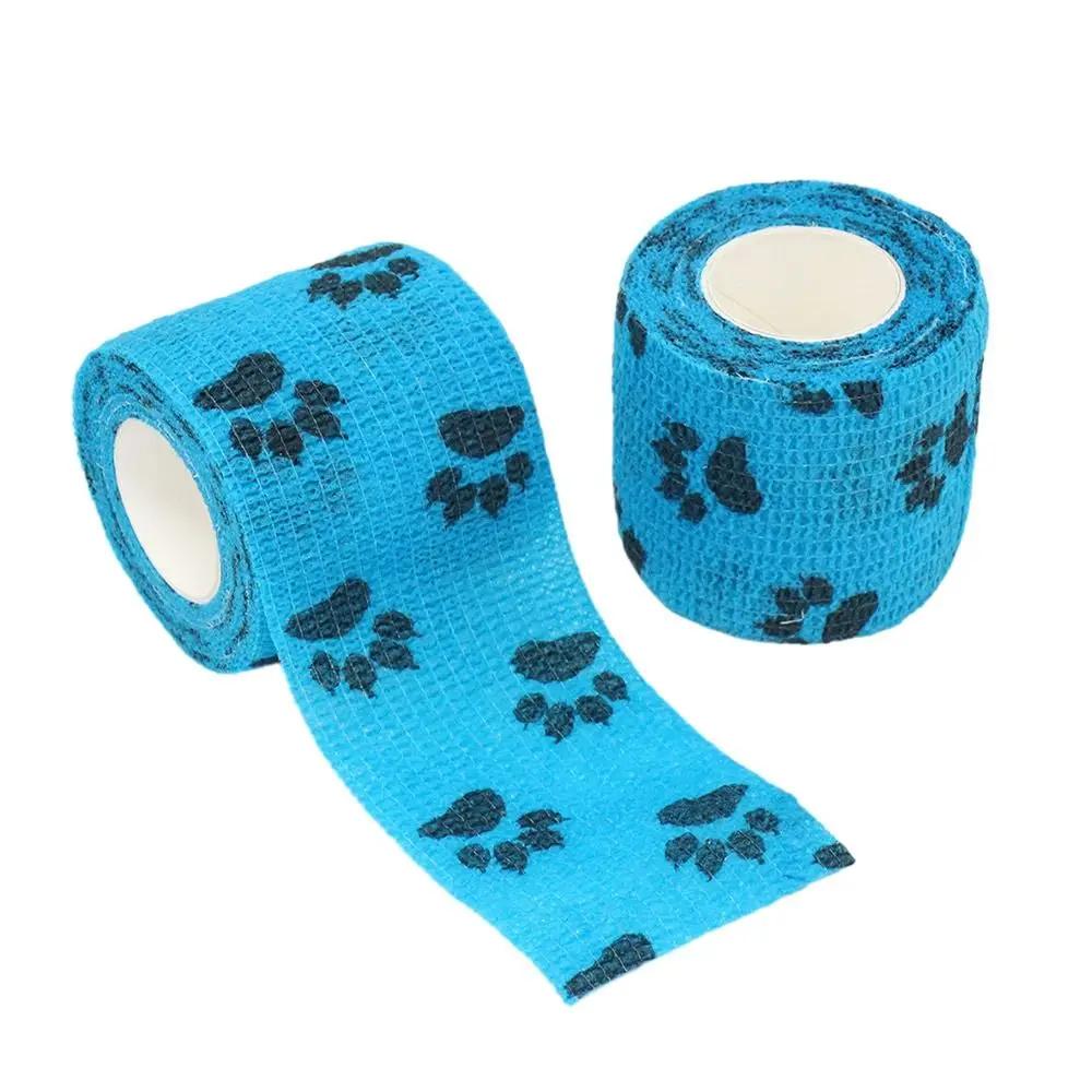 Bandagem elástica autoadesiva médica, Dog Paw Pattern Impresso, Fita adesiva esportiva para o joelho da articulação do dedo, Kit de primeiros socorros, Pet Tape - Image 1