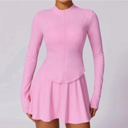 Roupa de treino elástica para mulheres, roupa esportiva, roupa de ioga, esportes fitness, saia curta, roupas de ginástica de mangas compridas, roupas esportivas - Image 6