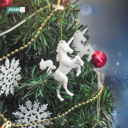 Pingente Unicórnio para Decorações De Natal, Casa, Festa De Casamento, Ornamento Da Árvore Criativa, Boneca Dos Desenhos Animados Artificiais, Xmas Navidad, 4Pcs - Image 4