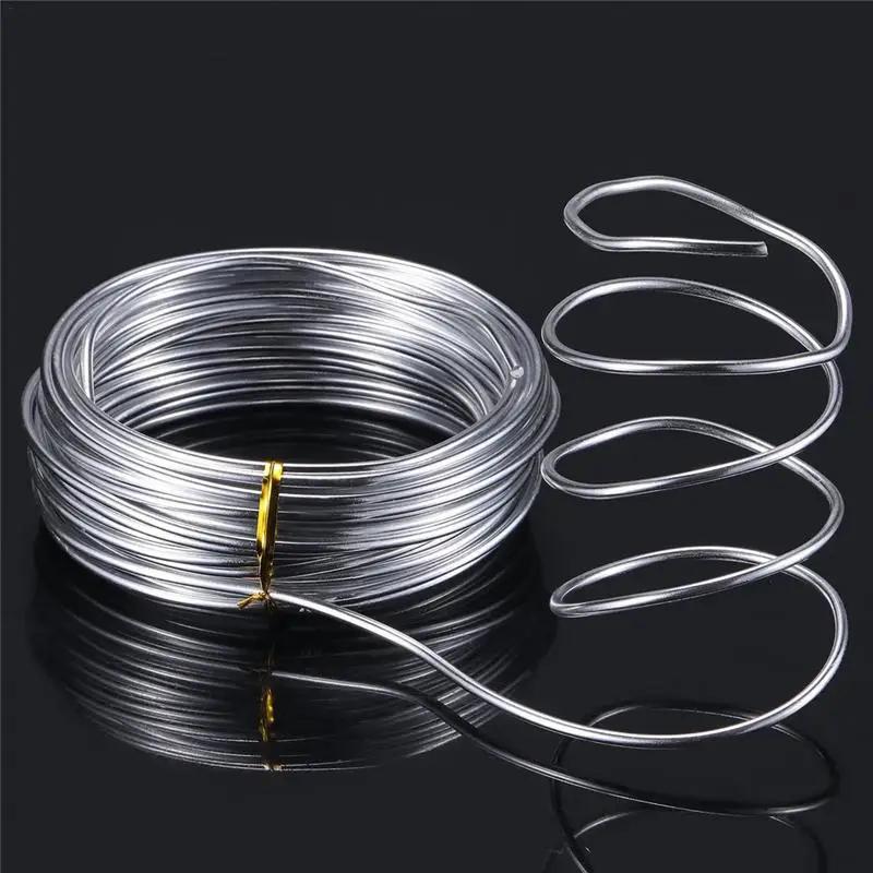 Fio de Metal Flexível Dobrável para Fazer Jóias, Alumínio, Beading Floral, 1mm, 1.5mm, 2mm, Cor Prata, 10m, 20m - Image 1