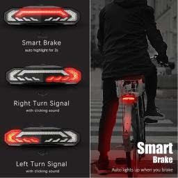 Bicicleta sem fio Rear Tail Light com suporte, Bike Brake Sensor, Rear Alarm, impermeável, Turn Signal, USB Charging, IP65 - Image 4