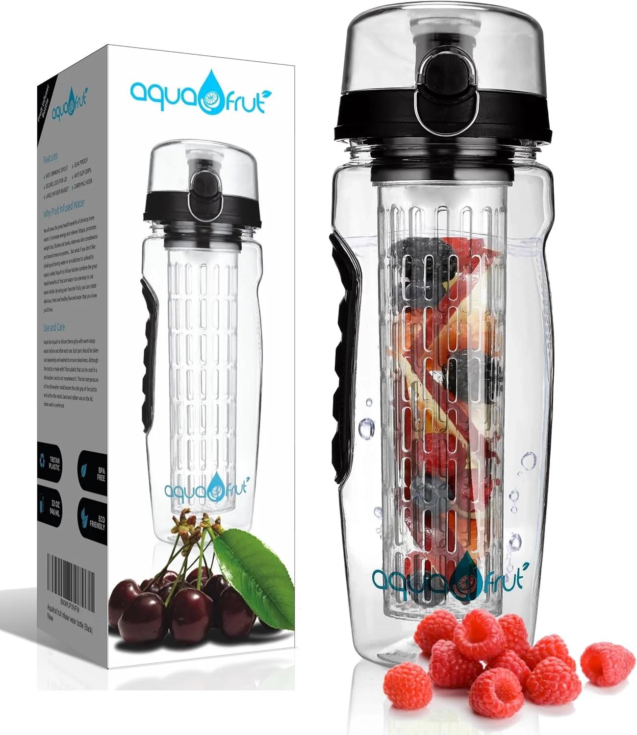 Garrafa De Água Infusor De Frutas, BPA Free, Esportes De Infusão De Frutas Tampa Flip Top Com Bico De Bebida, Prova de vazamento feita de Tritan durável, 32 OZ - Image 1