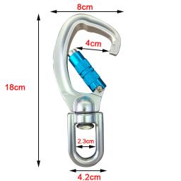 Clipe de mosquetão giratório, Rotativo 360 ° Spinner Carabiner, Pequena rede rotativa sem fio, Escalada de gancho, 22KN - Image 3