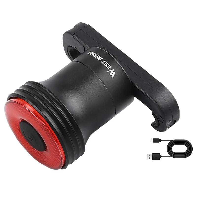 West biking luz traseira da bicicleta de detecção inteligente mtb luz traseira da bicicleta de estrada ipx6 à prova dwaterproof água tipo-c carregamento lanterna traseira acessório de ciclismo - Image 1