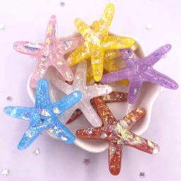 10 pçs colorido resina glitter doces cor grande estrela do mar flatback strass decoração diy jóias acessórios estatuetas scrapbook - Image 1