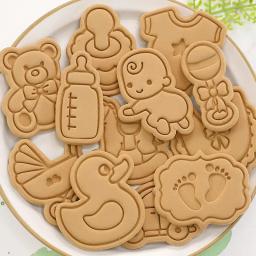 Chá de bebê cookie embosser molde dos desenhos animados cookie molde casa cozimento diy fondant molde 3d biscoito imprensa corte morrer decoração do bolo - Image 6