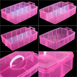 AMOBOX-Caixa De Armazenamento De Plástico Portátil, Caixa Empilhável Para Materiais De Arte, Contas, Fitas Washi, Semente, Acessórios De Cabelo, Rosa, Três Camadas - Image 3
