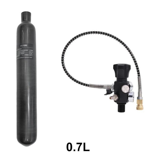 TUXING 4500psi 300Bar 0.7L 700CC Cilindro de fibra de carbono com válvula reguladora de medidor duplo HPA Estação de enchimento de tanque de carregamento M18 * 1.5