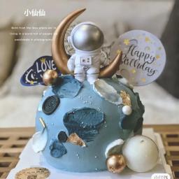 Astronauta e planetas Decoração de bolo para crianças, Spaceman Baking Ornaments, Boy Universe Outer Space, Birthday Party Supplies, 1 Pc, 3Pcs - Image 3
