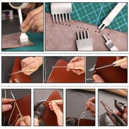 Kit De Ferramentas De Trabalho De Couro Com Saco De Armazenamento, Ferramentas De Escultura De Couro, Artesanato Para Perfuração De Corte - Image 5
