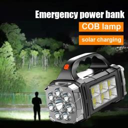 Poderosa lanterna led cob acampamento recarregável lanterna portátil ao ar livre holofote luz forte tocha fonte de alimentação móvel - Image 1
