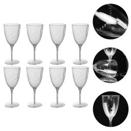 Conjunto de copos de vinho descartáveis, 8 peças, 2 copos de champanhe para festa, copos de vinho, copos de plástico descartáveis - Image 3