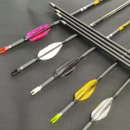 12pçs 30,5 polegadas id4.2mm flecha de carbono puro Spine350-900 com palhetas giratórias de 1,8 polegadas espiral pena arco recurvo caça tiro - Image 1