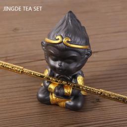 Feito à mão argila roxa macaco rei chá pet zen conjunto de chá decoração sun wukong escultura estatueta chá chinês acessórios - Image 1