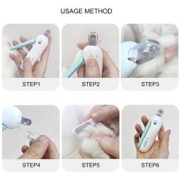 Aparador unhas para cães com lixa arranhões, luz LED, suprimentos para cuidados com cães B03E - Image 3