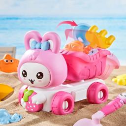 5 pces/14 pces crianças dos desenhos animados coelho praia caminhão basculante balde portátil casa jogar água areia, cores e estilos aleatórias - Image 6