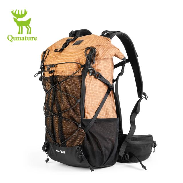 Qunature mochila leve montanhismo caminhadas mochila esporte ao ar livre 30 + 5l respirável resistente ao desgaste saco impermeável