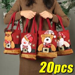 Sacos do presente do Natal, sacola, doces, boneco de neve, urso, armazenamento, decoração, bolsas, 20 PCes - Image 1