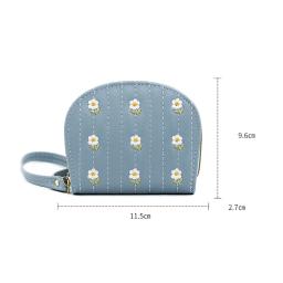 Porta-cartão bordado flor para mulheres, concha, bolsa de órgãos, bolsa com zíper, multi-slot, bolsa de cartão de crédito para senhoras - Image 2