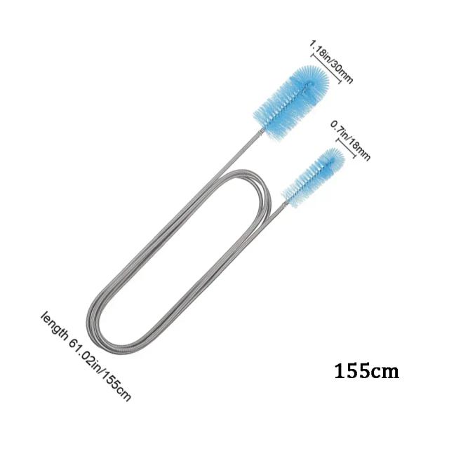 Escova Flexível de Limpeza para Mangueiras de Aquário em Aço Inoxidável com Tubo Duplo de 90, 155 e 200 cm