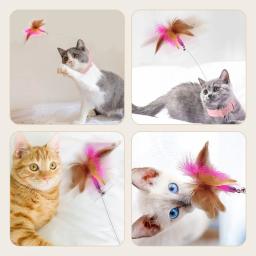 Brinquedos interativos para gatos, brinquedos engraçados de penas com sino, coleira para animais de estimação, gatinho, varinha de provocação, brinquedos de treinamento para gatos - Image 4