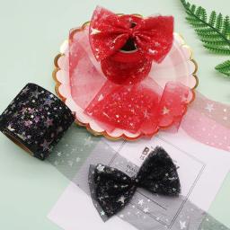 25 jardas colorido estrela tule fita impresso malha diy artesanal hairpin arco cocar cozimento festa de casamento decoração acessórios - Image 6
