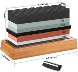 SATC-faca de afiar pedra, Whetstones Set, guia de ângulo, Bamboo Base, Flatting pedra incluída, 4 Side, 3000 Grit, 8000 Grit, 400 Grit, 1000 - Image 3