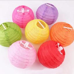Lanterna de papel chinesa redonda, bolas para decoração, lembranças para festas e casamentos, faça você mesmo, papel de 10cm - Image 2