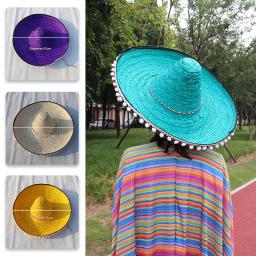Chapéus de palha coloridos para homens e mulheres, festa mexicana, verão, chapéu de sol ao ar livre, sombrero, decoração de Halloween - Image 6