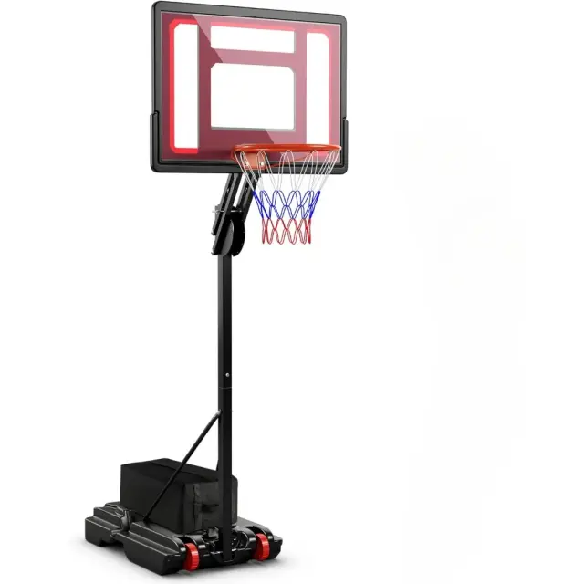 Sistema de Basquete Portátil Ajustável de 3.5ft a 8.5ft com Encosto Resistente e Saco Ponderado