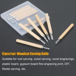 Newacalox-DIY Pen Woodcut Faca Scorper, Ferramentas de Escultura em Madeira, Carpintaria Hobby Arts Crafts, Nicking Cutter, Graver Bisturi, 12Pcs Set - Image 2