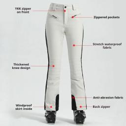 Feminino magro calças de esqui ao ar livre quente à prova dwaterproof água roupas de neve das mulheres alta elasticidade calças de esqui 2025 inverno calças esportivas alpinas - Image 3