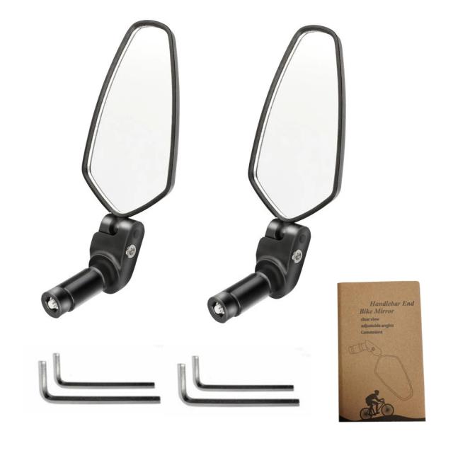 Espelhos Retrovisores Bar End para Bicicleta - Par de Acessórios Refletores para Ciclismo