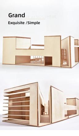 Casas em miniatura Kits De Construção, Diorama DIY, Modelo Arquitetônico, Brinquedos 3D Puzzle, Museu De Arte De Construção De Madeira, 1:100, Escala 1:200 - Image 6