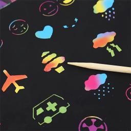 Arco-íris scratch-off conjunto de livros, arte e artesanato suprimentos, papel de desenho colorido, adequado para o jogo de aniversário, 12 folhas por conjunto - Image 5